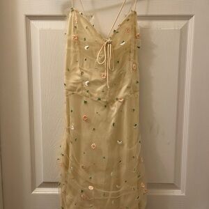 Hand Embroidered Cream Floral Dress